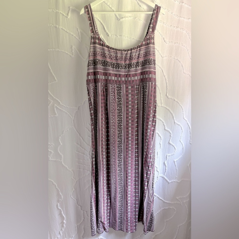 Calvin Klein Jeans Boho Maxi Dress Purple Pink Tribal Print Sleeveless Size XL